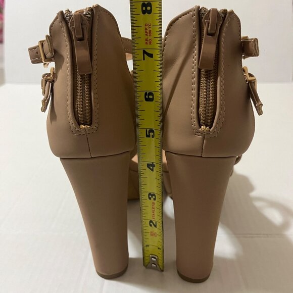 Y2K Strappy Platform Block Chunky Heel Sandal Women Sz 7 Soft Girl Glam Coquette - Picture 6 of 11